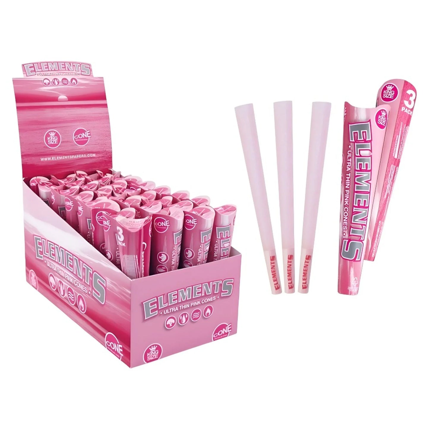ELEMENTS PINK CONES | KING SIZE | 3/32 PK