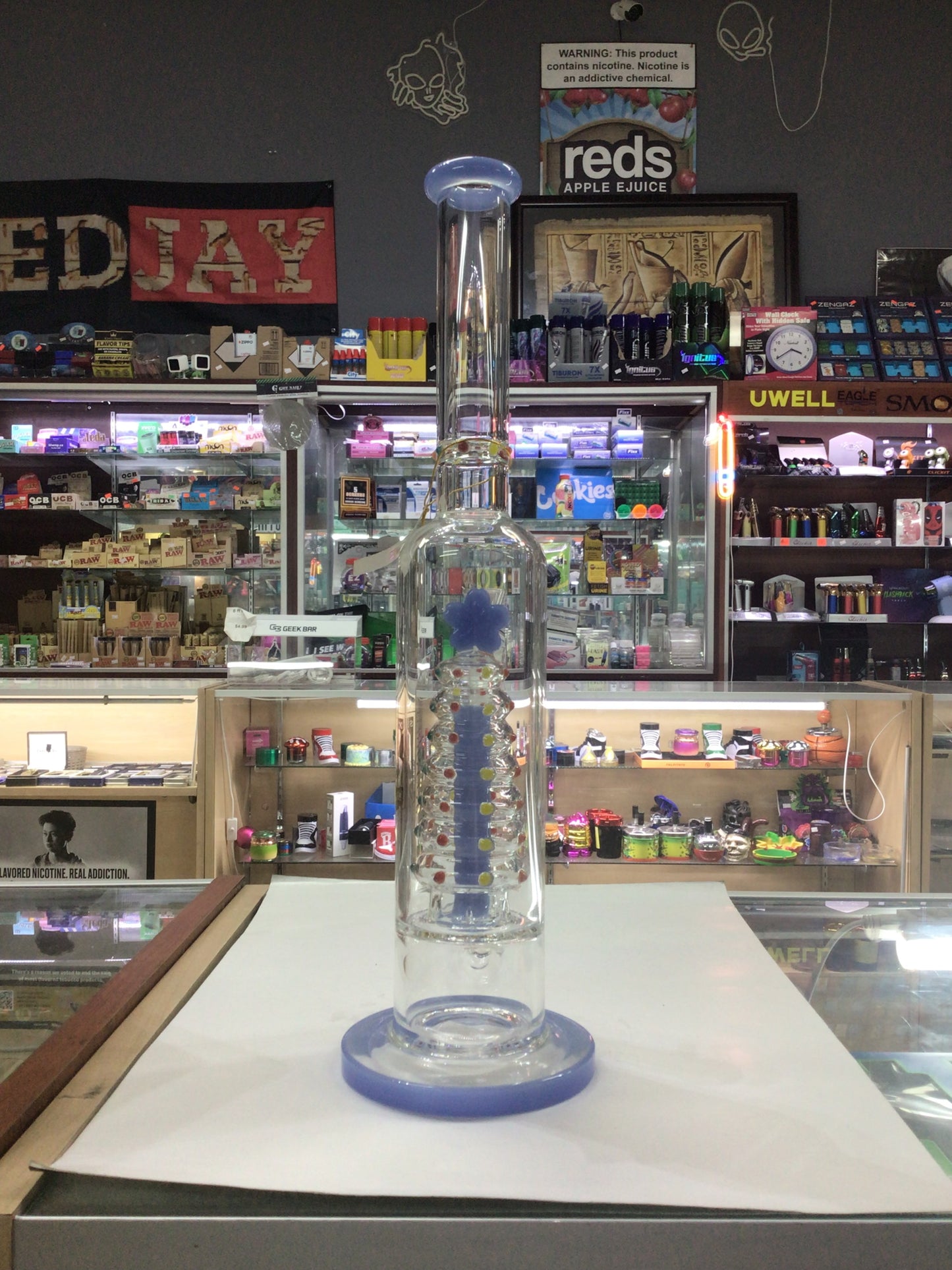 6 B GLASS water pipe- festive purple
