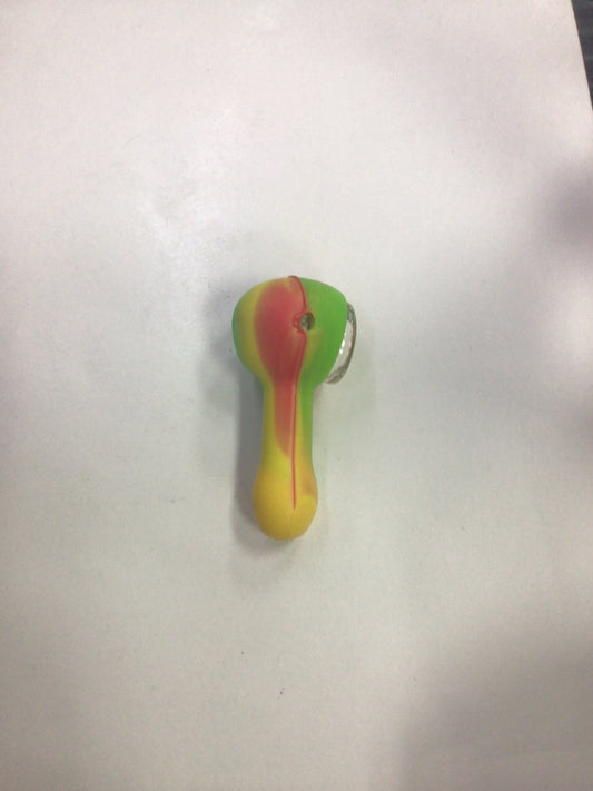 Silicone hand pipe - red / yellow / green