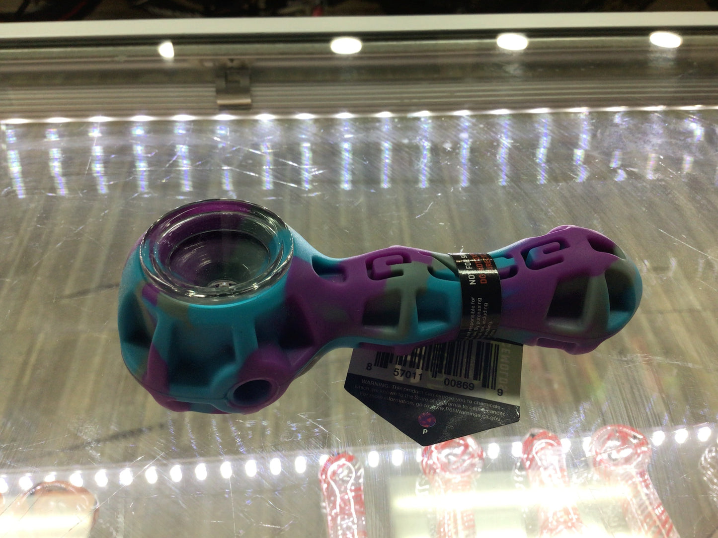 Silicone hand pipe- blue, gray, purple