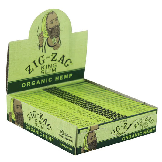 ZIG ZAG ORGANIC HEMP KING SLIM GREEN- 24 BOOKLETS