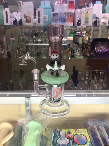 Pink and green 6 B Glass water pipe
