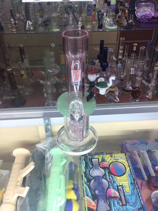 Pink and green 6 B Glass water pipe