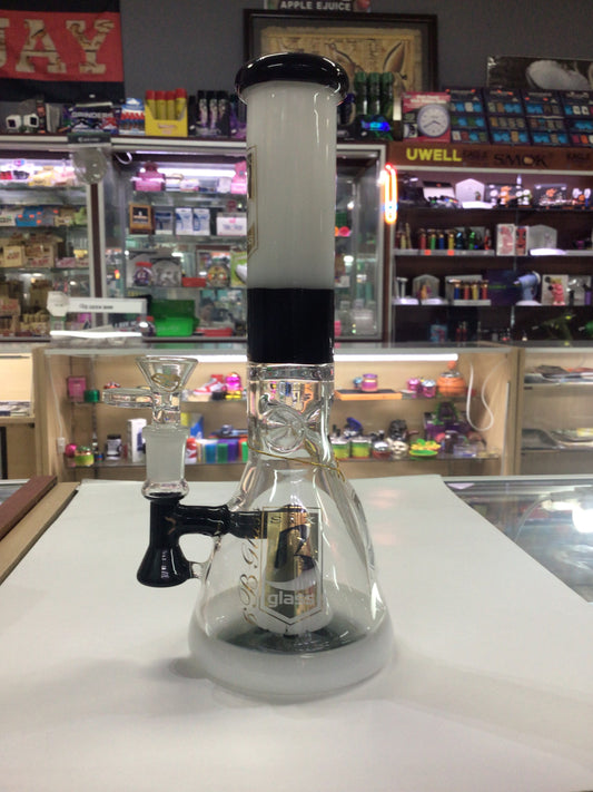6 B GLASS water pipe- black & white