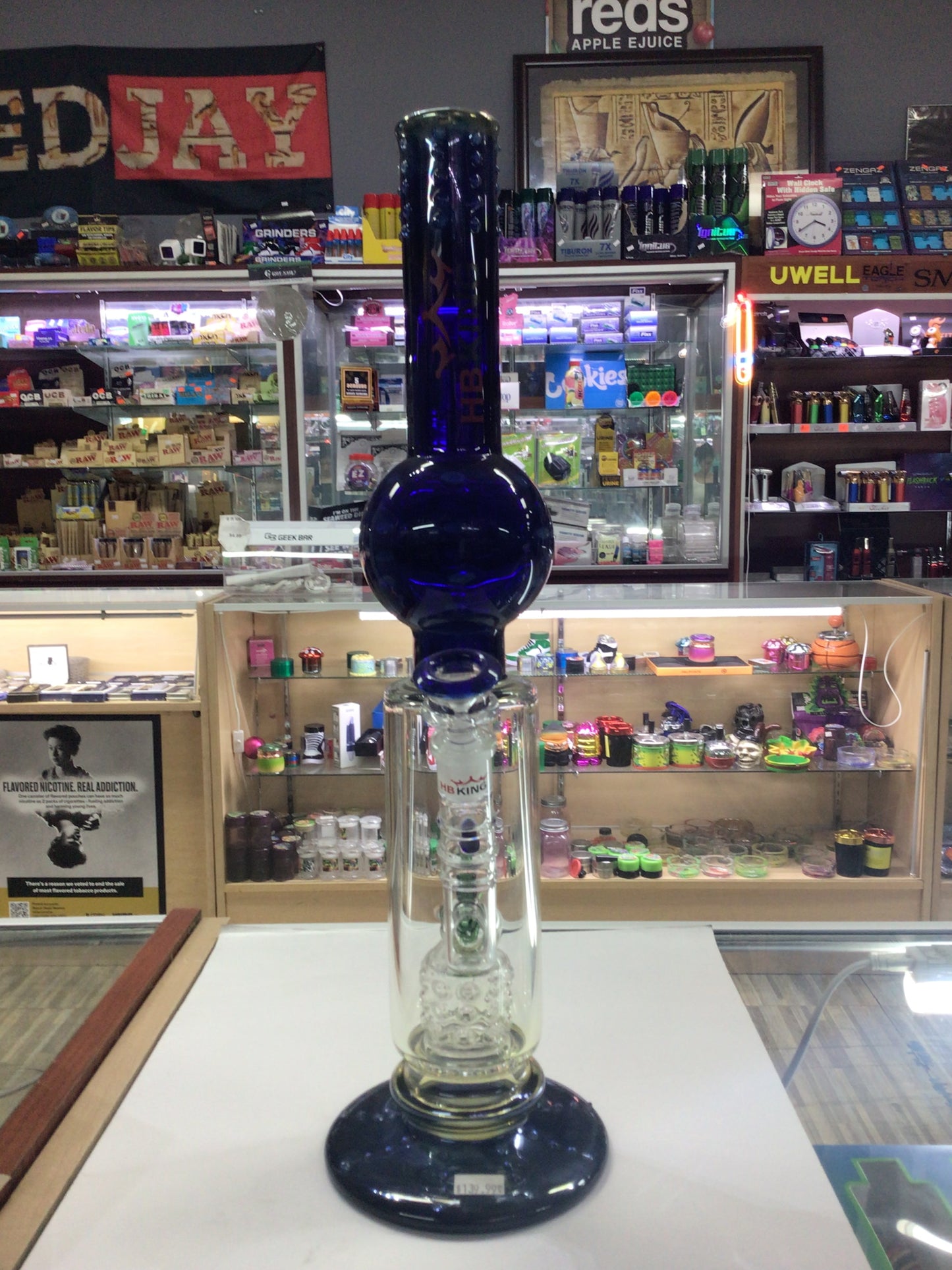 HB KING glass water pipe- navy blue/ green