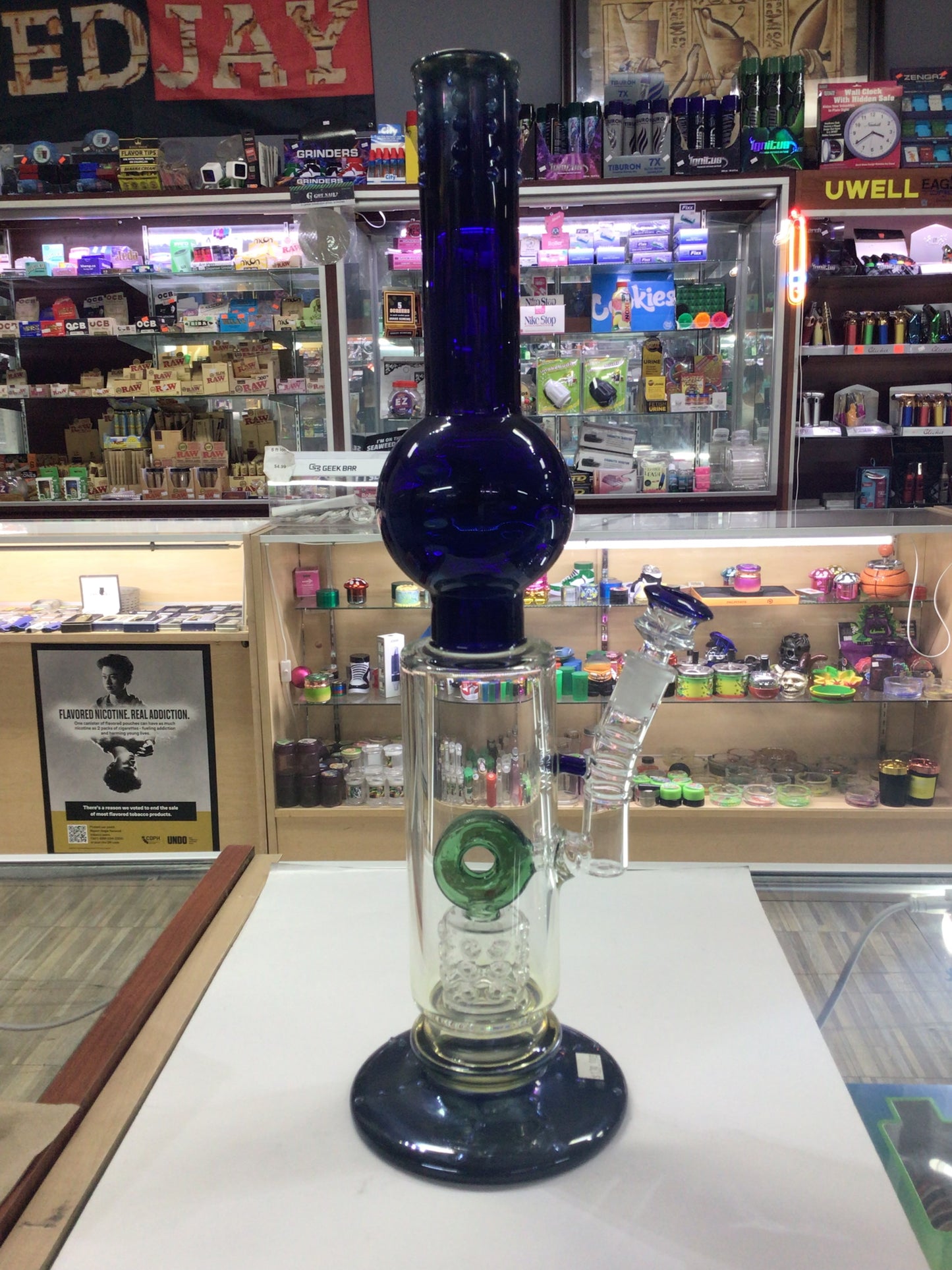 HB KING glass water pipe- navy blue/ green