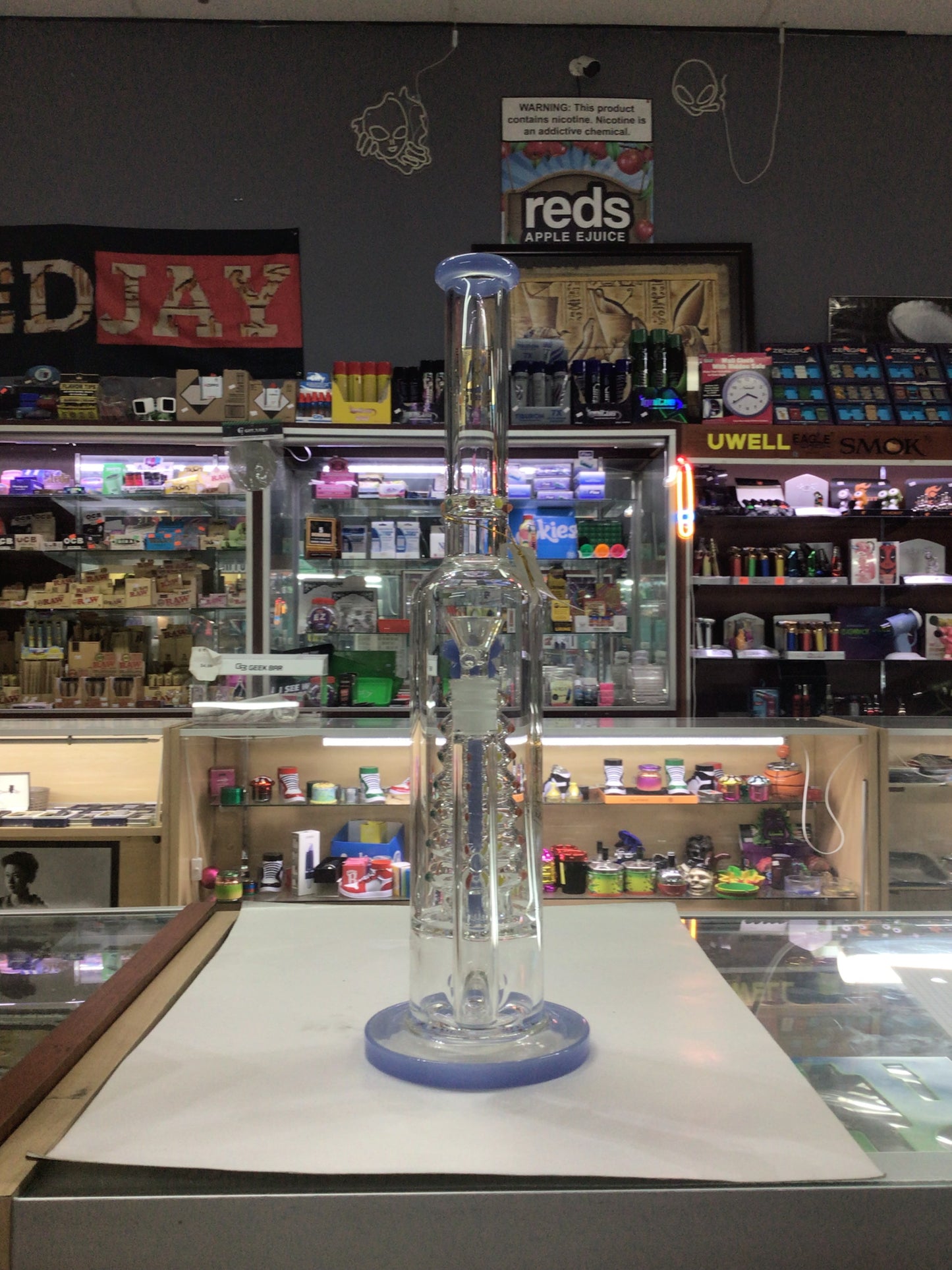 6 B GLASS water pipe- festive purple