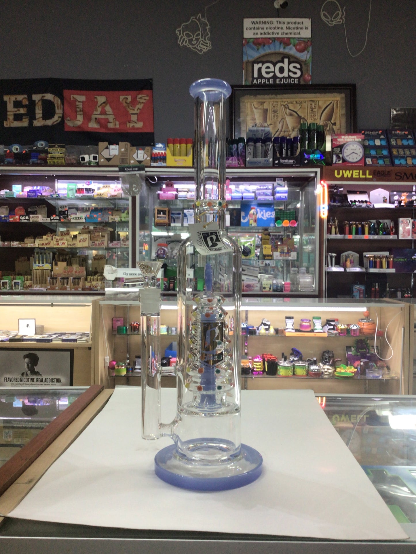 6 B GLASS water pipe- festive purple