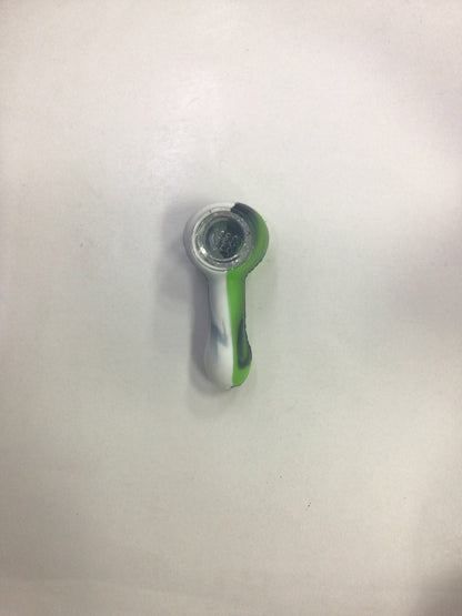 Silicone hand pipe - white / green/ black