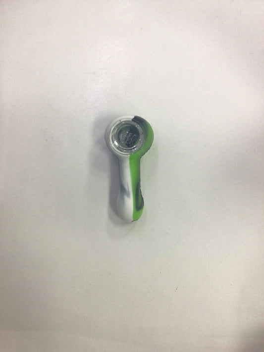 Silicone hand pipe - white / green/ black