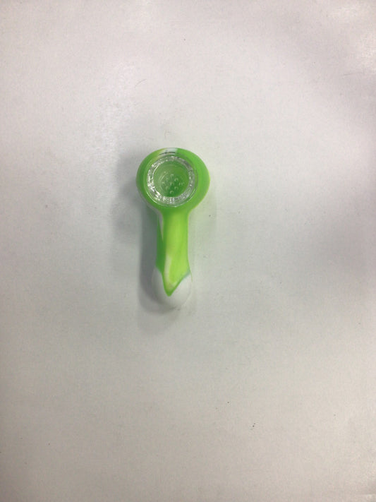 Silicone hand pipe - white & green