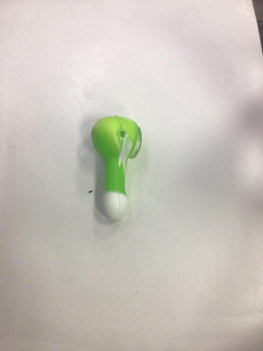 Silicone hand pipe - white & green