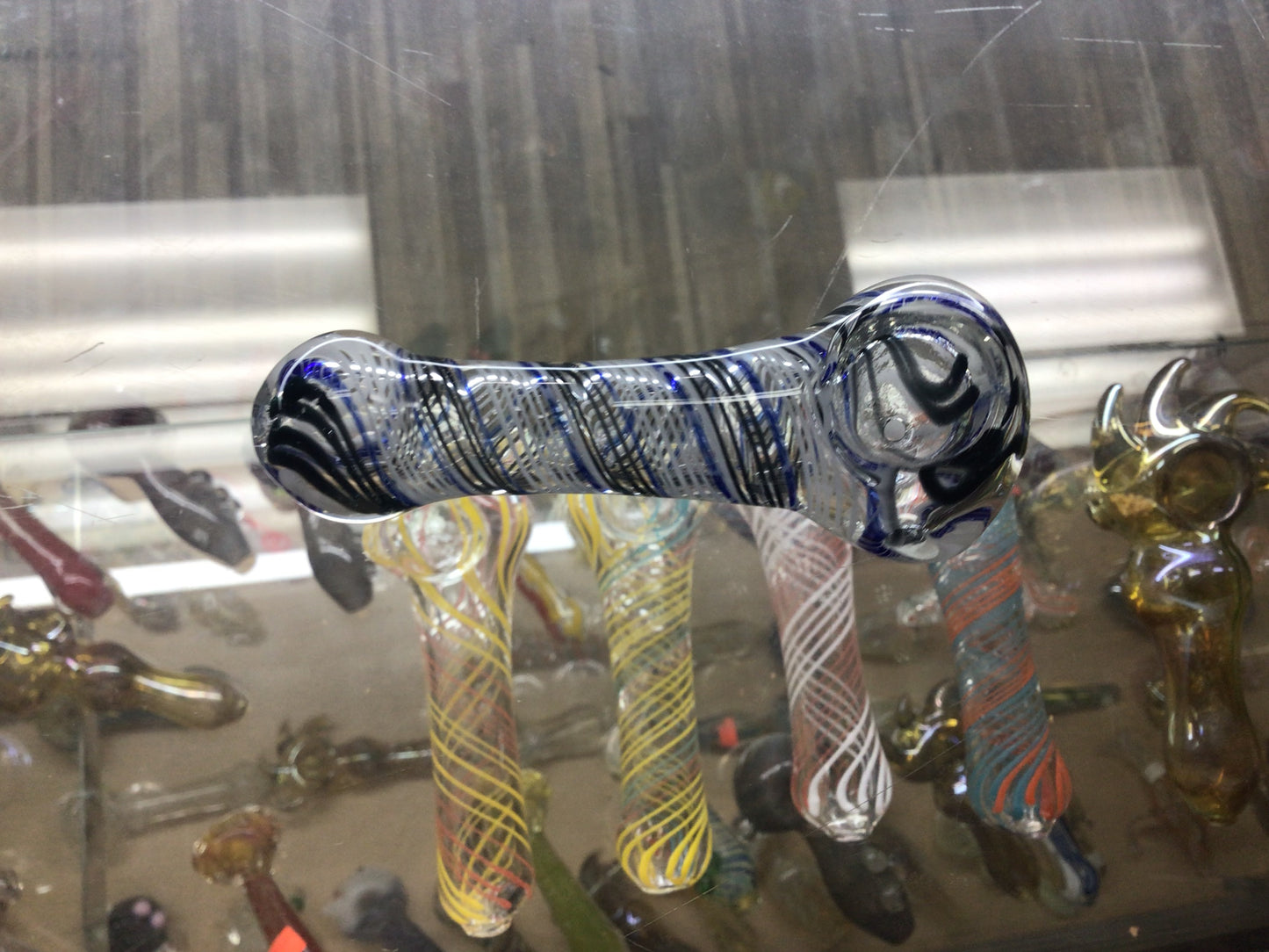 Hand pipe- black, blue, white