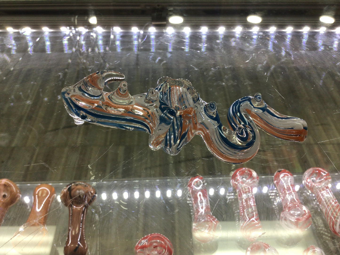 Hand pipe- orange and blue dragon