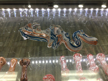 Hand pipe- orange and blue dragon