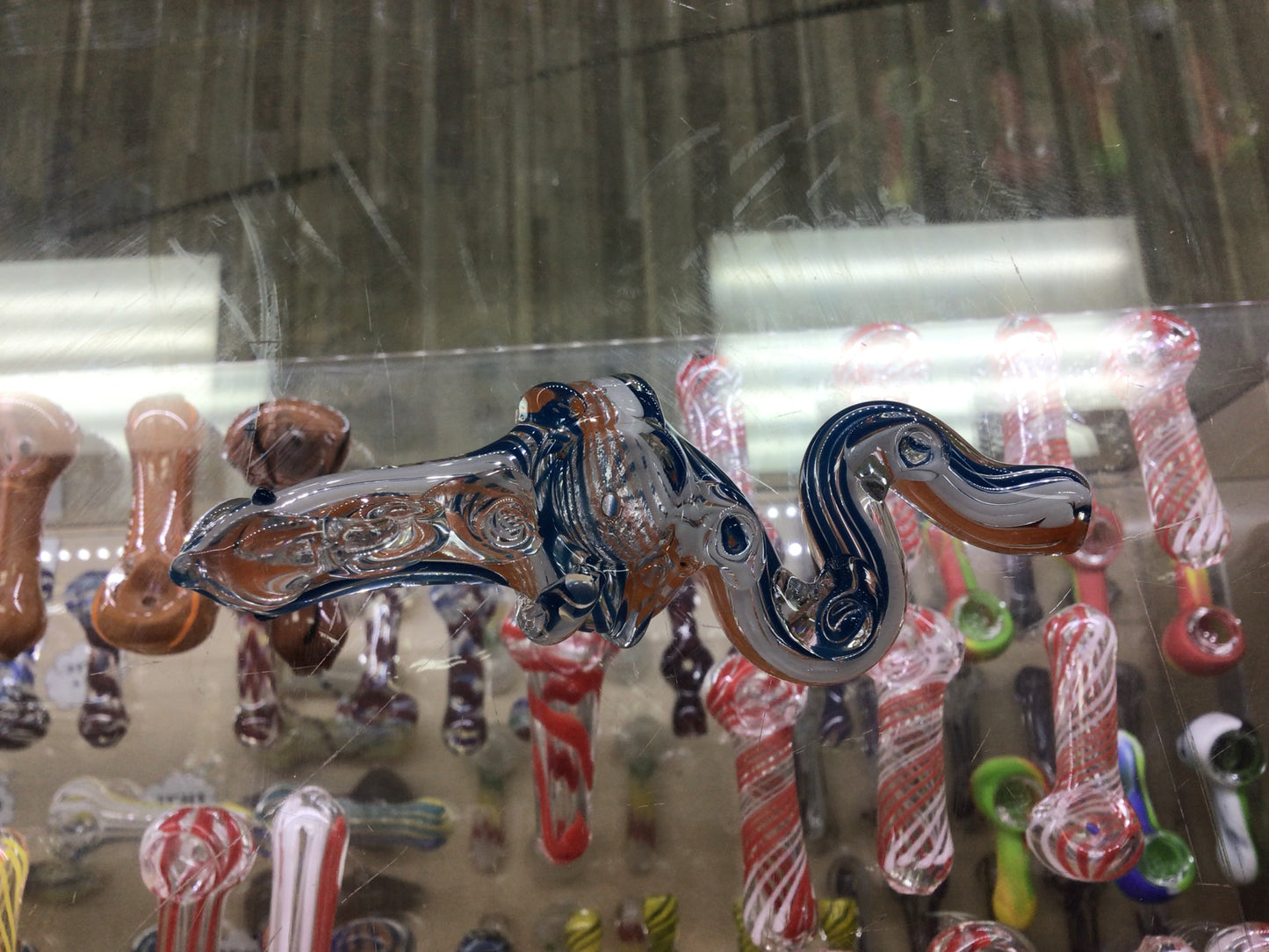 Hand pipe- orange and blue dragon