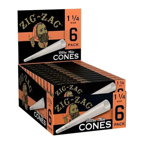 ZIG ZAG ULTRA THIN PAPER CONES - 6PK / 1 1/4"