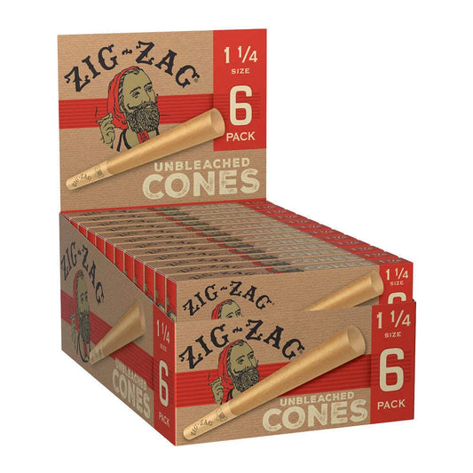 ZIG ZAG UNBLEACHED PAPER CONES - 6PK / 1 1/4